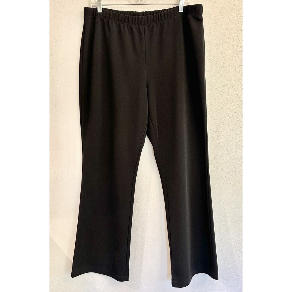 Susan Graver Pants Women‎ L Black Sweatpants Elastic Waist High Rise Pull On
